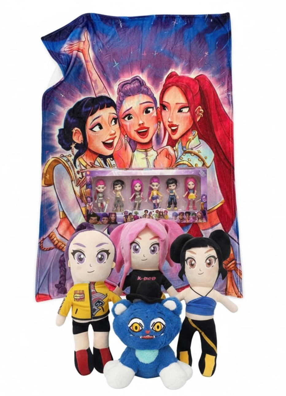 Nubi 3Pack Navideño Kpop: 1 Frazada Cobija + 1 Set de 6 Figuras + 1 Peluche 45cm + Envío Express Gratis